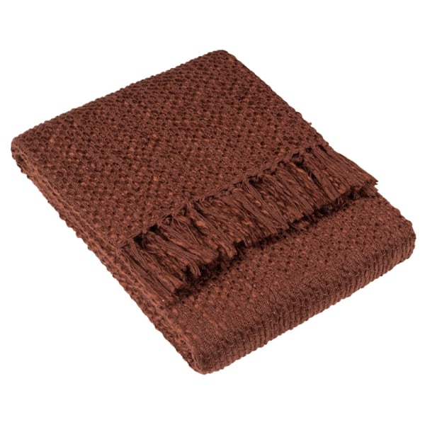 Hoem Morni Vävda Tassel Throw 180cm x 130cm Kastanj Chestnut 180cm x 130cm