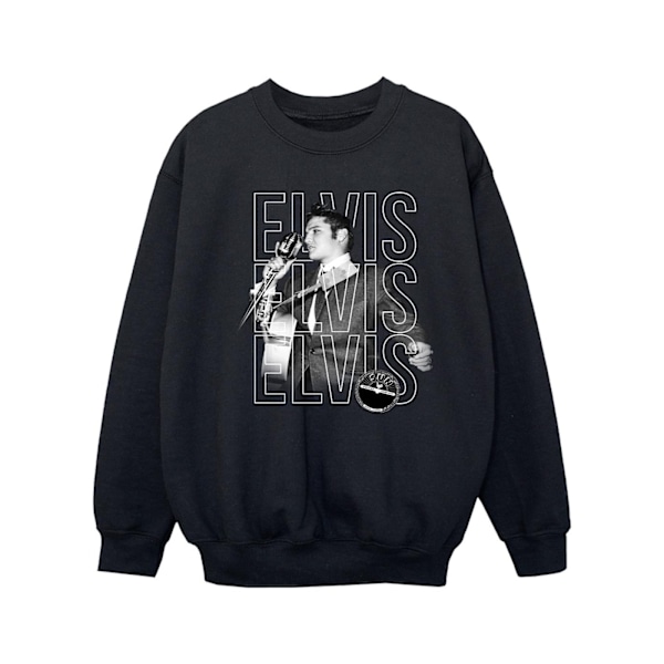 Elvis Girls Triple Logo Portrait Sweatshirt 9-11 år Svart Black 9-11 Years