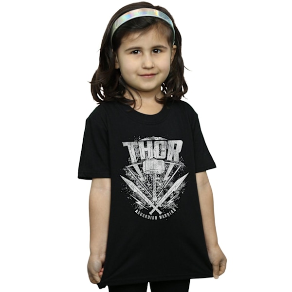 Marvel Girls Thor Ragnarok Hammer Logo Bomull T-shirt 5-6 år Black 5-6 Years