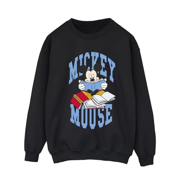 Disney Dam/Kvinnor Musse Pigg Läser Böcker Sweatshirt M Blå Black M
