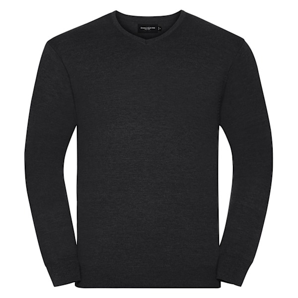 Russell Collection Herr Stickad V-ringad Sweatshirt XXS Charcoal Charcoal Marl XXS