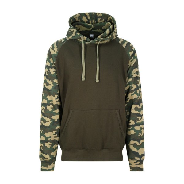 Awdis Just Hoods Vuxen Unisex Tvåfärgad Huvtröja Baseball Sweatshirt/Hoodie S Solid Green/Green Camo Solid Green/Green Camo S