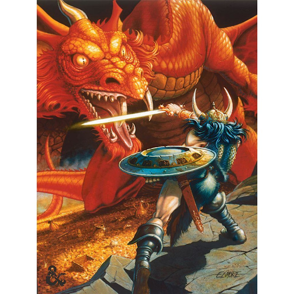 Dungeons & Dragons Warrior Red Dragon Inramad duk 80cm Orange 80cm x 60cm