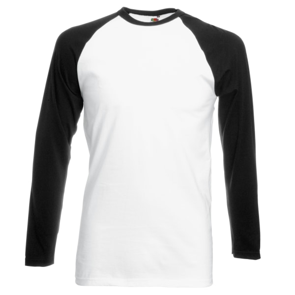 Fruit Of The Loom Herr Långärmad baseball T-shirt L Vit/Bla White/Black L