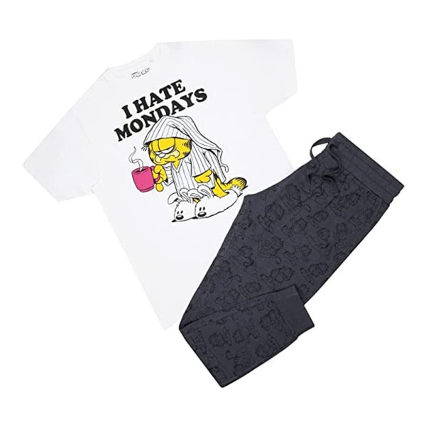 Garfield Mens I Hate Mondays Long Pyjamas Set L Vit/Grå/Svart White/Grey/Black L