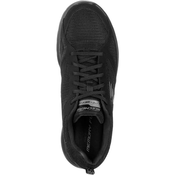 Skechers Herr Dynamight 2.0 Action Läder Memory Foam Snörning Black 7 UK