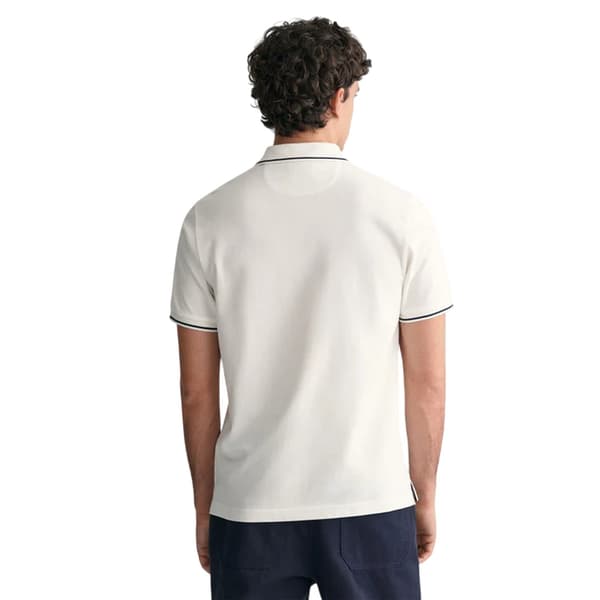 Gant Pikétröja med broderad logotyp för män M Vit White M