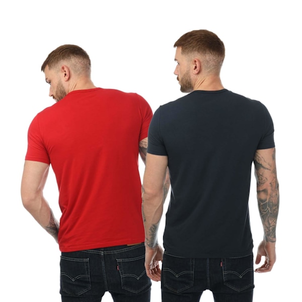 Emporio Armani Herr T-shirt med Rund Hals (2-pack) M Marinblå/Röd Navy/Red M