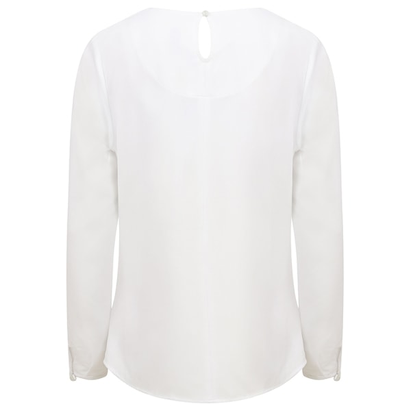 Henbury Dam/Damer Plisserad Front Långärmad Blus 4XL Vit White 4XL