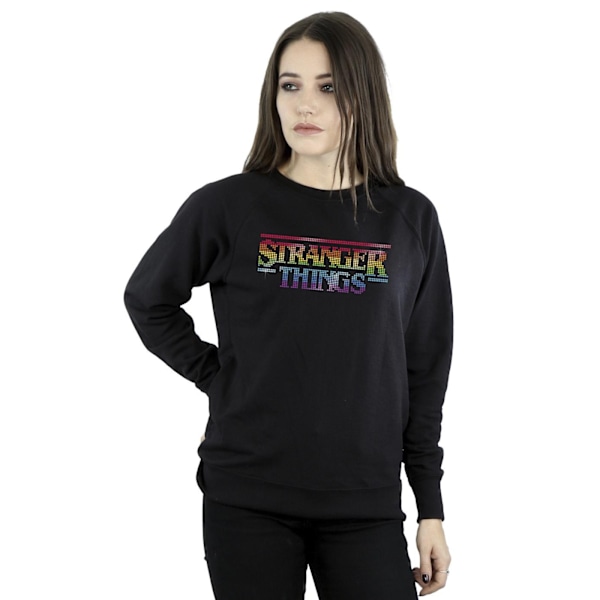 Netflix Dam/Kvinnor Stranger Things Rainbow Dot Logo Sweatshirt Black L