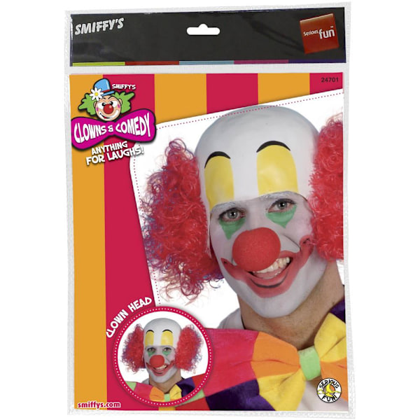 Smiffys Unisex Vuxen Clown Gummiperuk One Size Vit/Röd/Gul White/Red/Yellow One Size