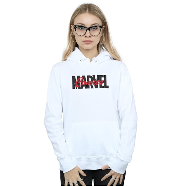 Marvel Dam/Kvinnor Röd Font Logo Hoodie XXL Vit White XXL