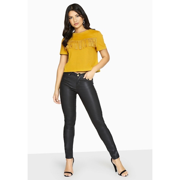 Girls On Film Womens/Ladies Rockferry Fringed T-Shirt 10 UK Mus Mustard Yellow 10 UK