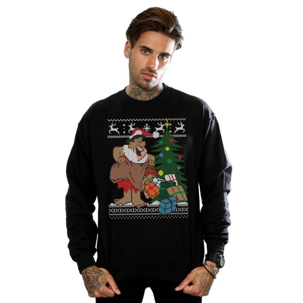 The Flintstones Mens Christmas Fair Isle Sweatshirt XL Svart Black XL