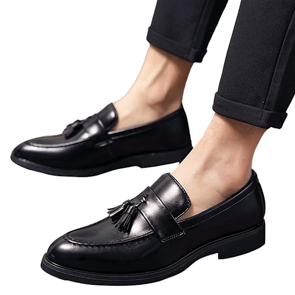 Roamers herr Toggle Saddle Hi-Shine läderloafers 11 UK svart Black 11 UK