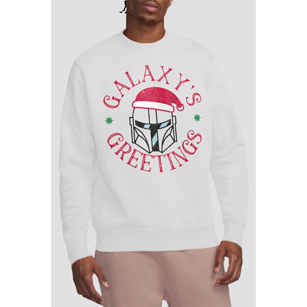 Star Wars: The Mandalorian Unisex Vuxen Galaxy´s Greeting Tröja White M