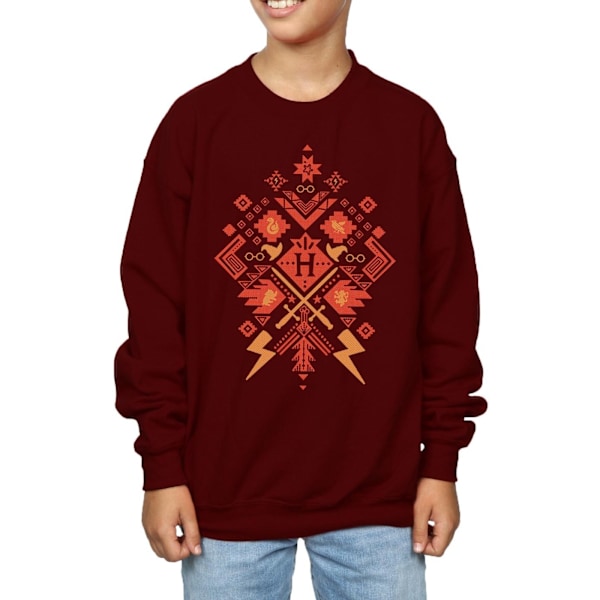 Harry Potter Pojkar Jul Fair Isle Sweatshirt 9-11 År Bur Burgundy 9-11 Years