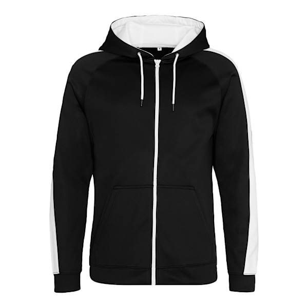 AWDis Just Hoods Herr Kontrast Sport Polyester Full Zip Hoodie Jet Black/Arctic White L