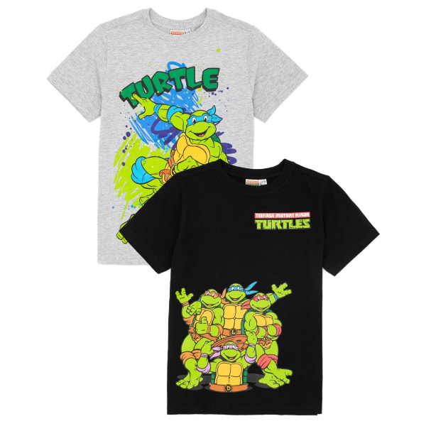 Teenage Mutant Ninja Turtles T-shirt för barn/barn (paket med 2) Black/Grey Marl 5-6 Years
