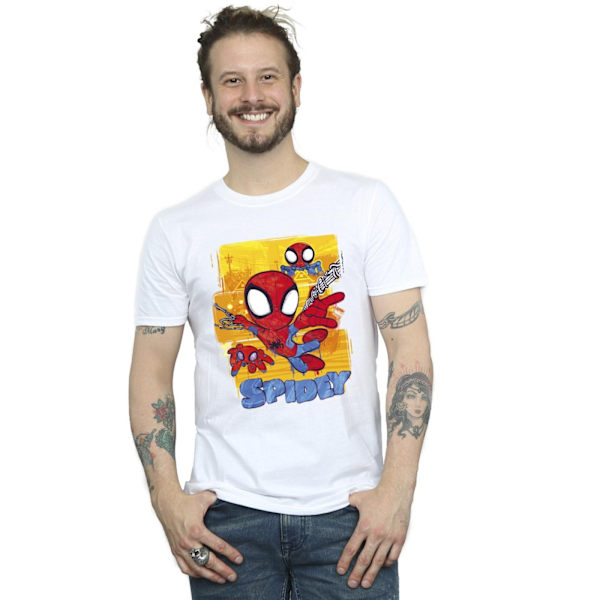 Marvel Mens Spidey And His Amazing Friends Flying T-Shirt XL Wh White XL