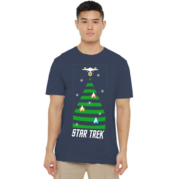 Star Trek: The Original Series Unisex Vuxen Julgran T-Shirt Navy XXL