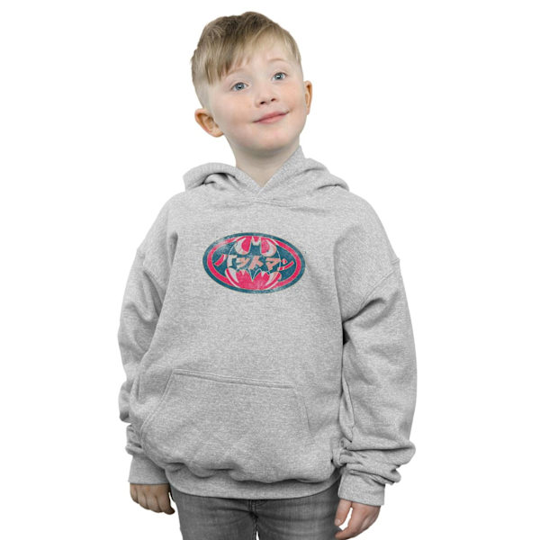 DC Comics Boys Batman Japansk logotyp röd huvtröja 7-8 år sport Sports Grey 7-8 Years