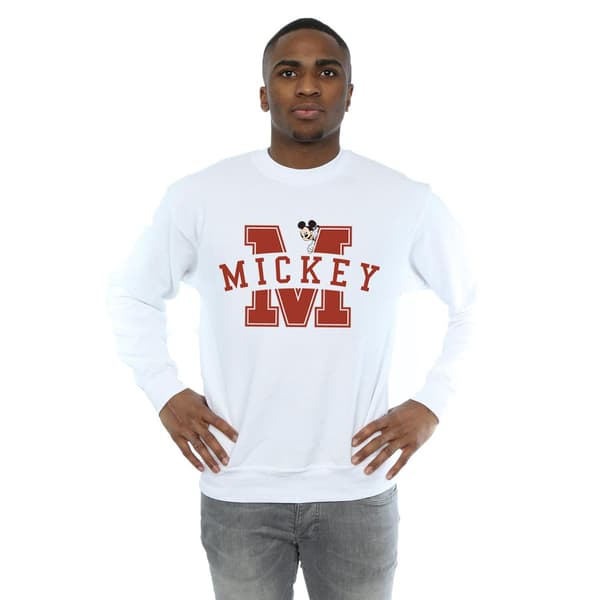 Disney Herr Mickey Mouse Letter Peak Sweatshirt M Vit White M