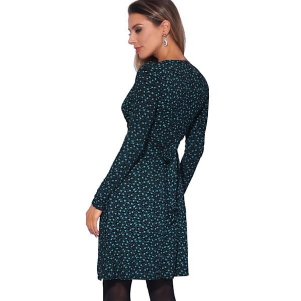 Krisp Dam/Kvinnor Ditsy Print Knyt Framklänning 8 UK Teal Teal 8 UK