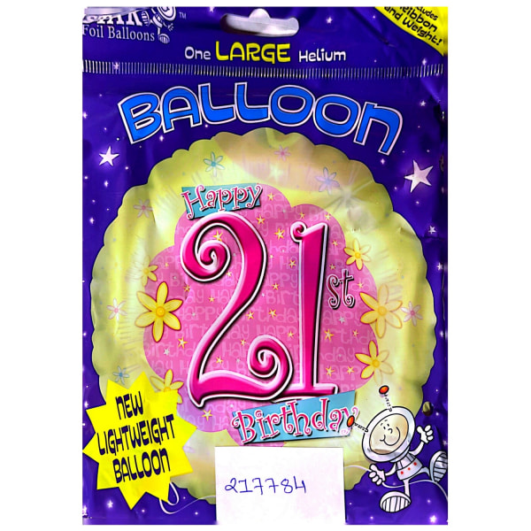Blomma 21:a födelsedag folieballong en one size gul/rosa Yellow/Pink One Size