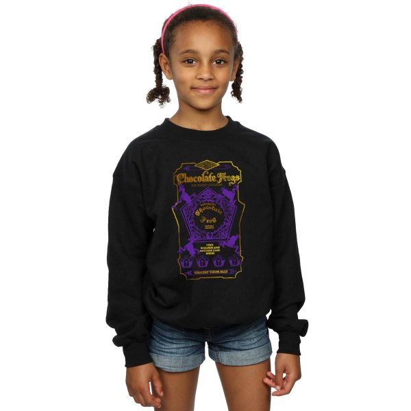 Harry Potter Girls Chocolate Frogs Färgad Etikett Sweatshirt 7- Black 7-8 Years
