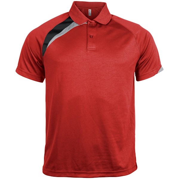 Kariban Proact Herr Kortärmad Snabbtorkande Poloskjorta S Röd/ Svart/ Stormgrå Red/ Black/ Storm Grey S