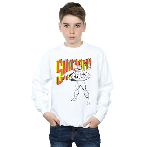 DC Comics Boys Shazam Mono Action Pose Sweatshirt 5-6 år Vit White 5-6 Years