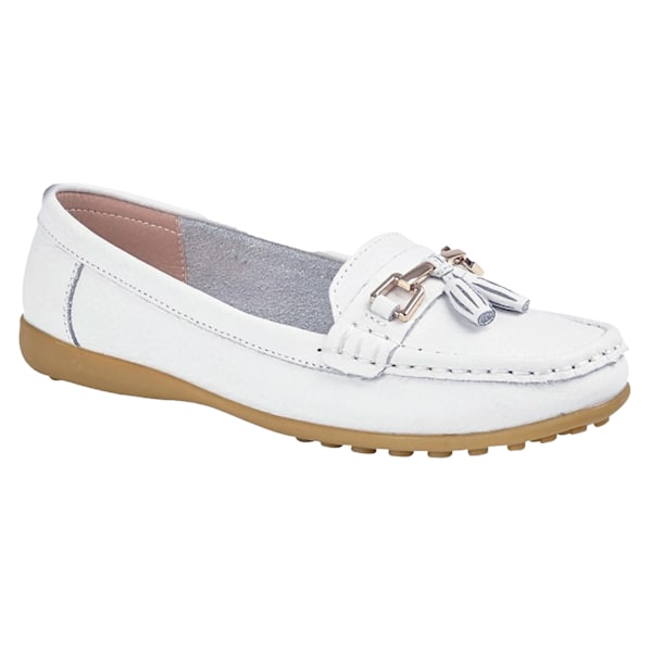 Boulevard Dam/Damer Action Läder Tofs Loafers 7 UK Vit White 7 UK