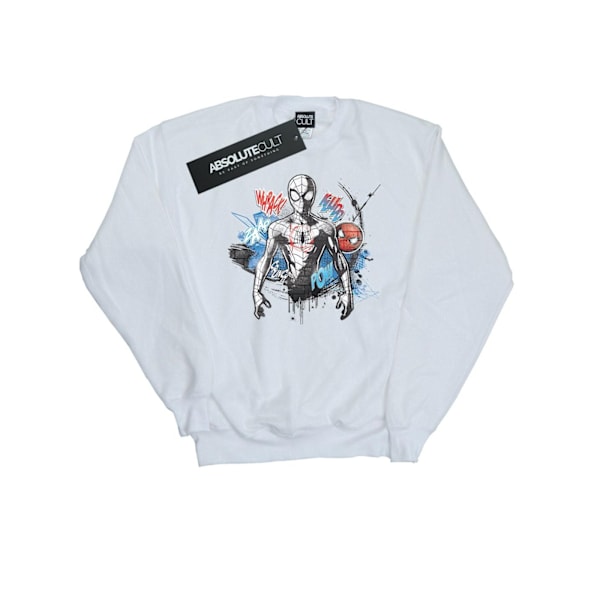 Marvel Girls Spider-Man Graffiti Pose Sweatshirt 12-13 år Vit White 12-13 Years