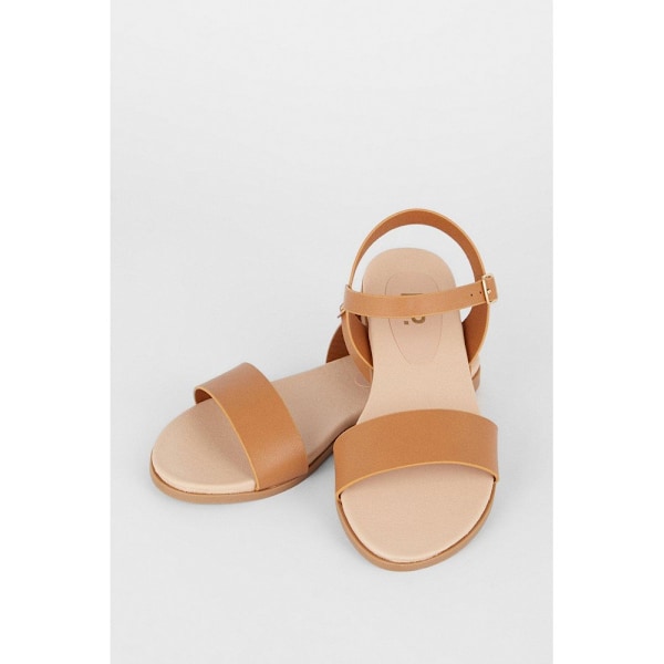 Dorothy Perkins Dam/Flickor Faye Bred Platt Sandal 6 UK Tan Tan 6 UK