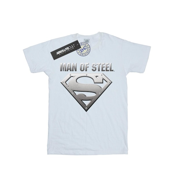 DC Comics Girls Superman Man Of Steel Shield Bomull T-shirt 5-6 White 5-6 Years