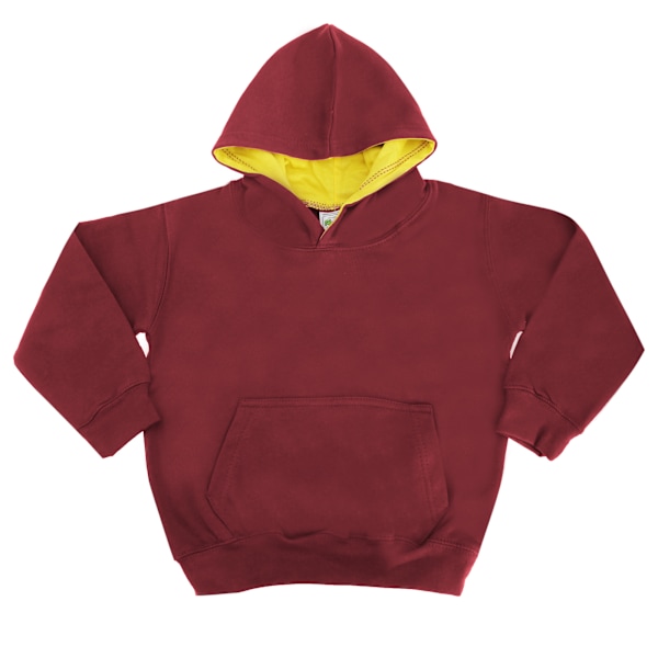 Awdis Kids Varsity Hooded Sweatshirt / Hoodie / Skoltröja 12-1 Burgundy/Gold 12-13