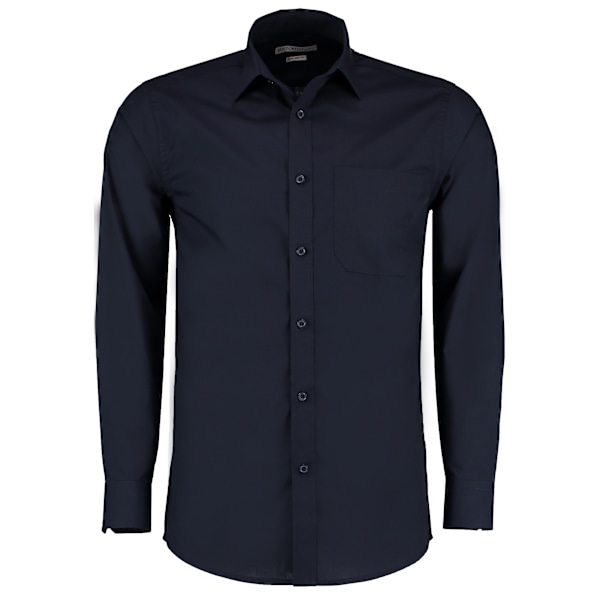 Kustom Kit Herr Långärmad Poplin Skjorta 23 Mörk Marinblå Dark Navy 23