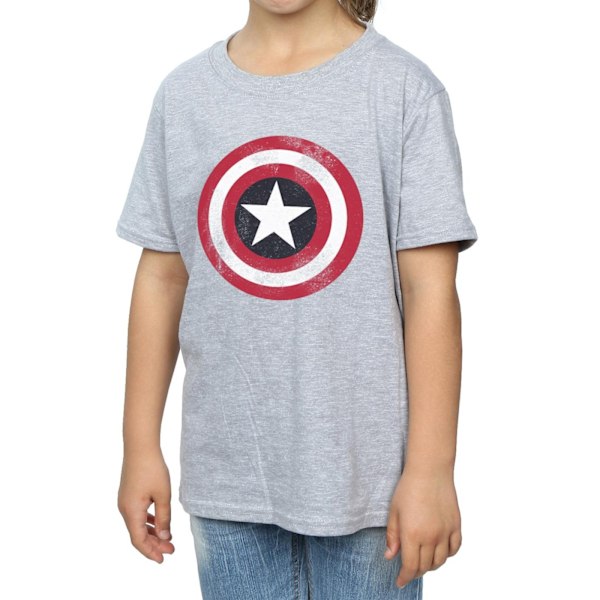 Marvel Girls Avengers Captain America Distressed Shield Bomull Sports Grey 12-13 Years