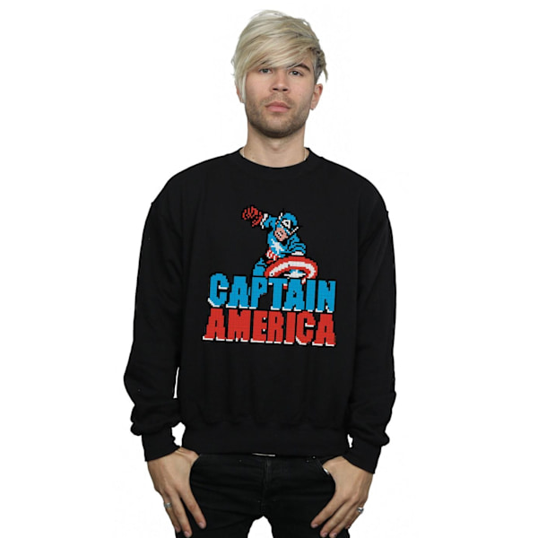 Marvel Herr Captain America Pixelated Sweatshirt XL Svart Black XL