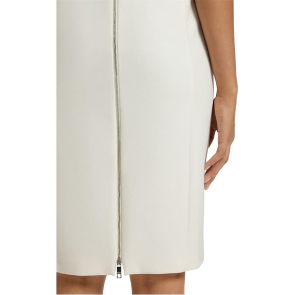 Boss Dam Damaisa V-ringad Slim Kortärmad Midiklänning White 10 UK