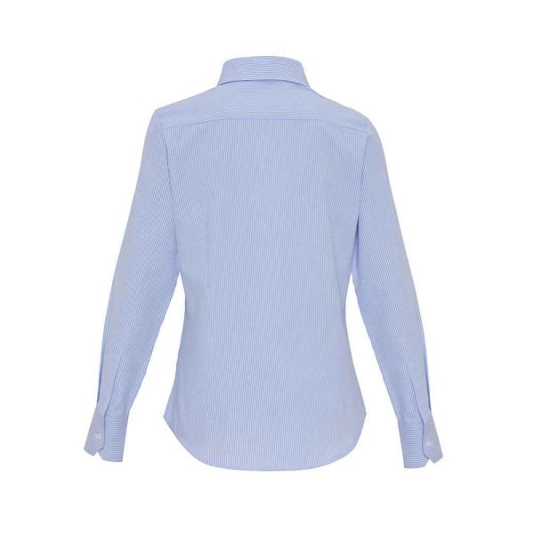 Premier Dam/Kvinnor Randig Oxford Långärmad Skjorta White/Oxford Blue XL