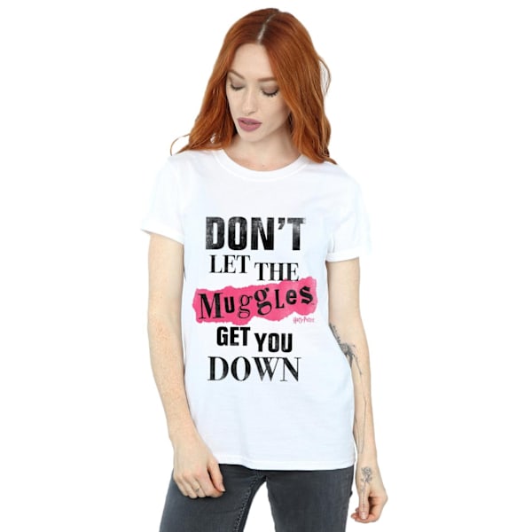 Harry Potter Dam/Kvinnor Muggles Clippings Bomull Boyfriend T White 4XL