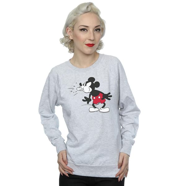 Disney Dam/Damer Mickey Mouse Tunga Sweatshirt L Heather G Heather Grey L