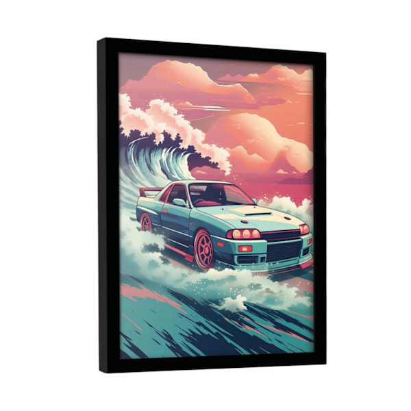 Pyramid International Wave Cars Hakosuka inramad affisch 40cm x 3 Multicoloured 40cm x 30cm