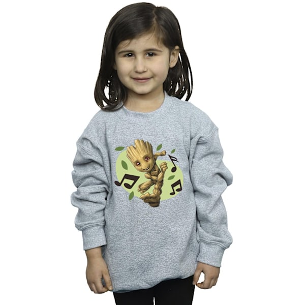 Marvel Girls Guardians Of The Galaxy Groot Musikaliska Noter Tröjor Sports Grey 5-6 Years