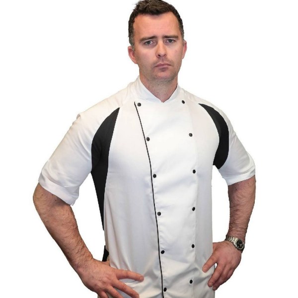 Le Chef Unisex Adult Executive Contrast Detail Short-Sleeved Ch White/Black M