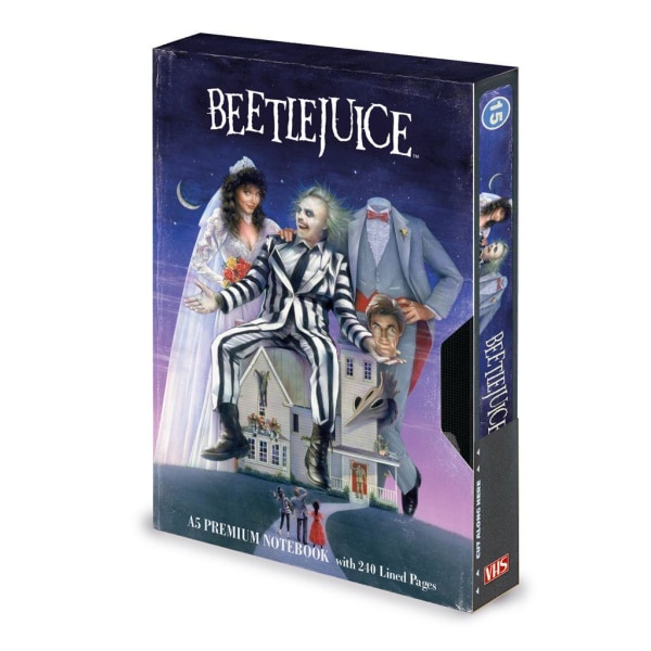Beetlejuice Say It Three Times VHS A5 Composition Notebook One Black/White/Blue One Size