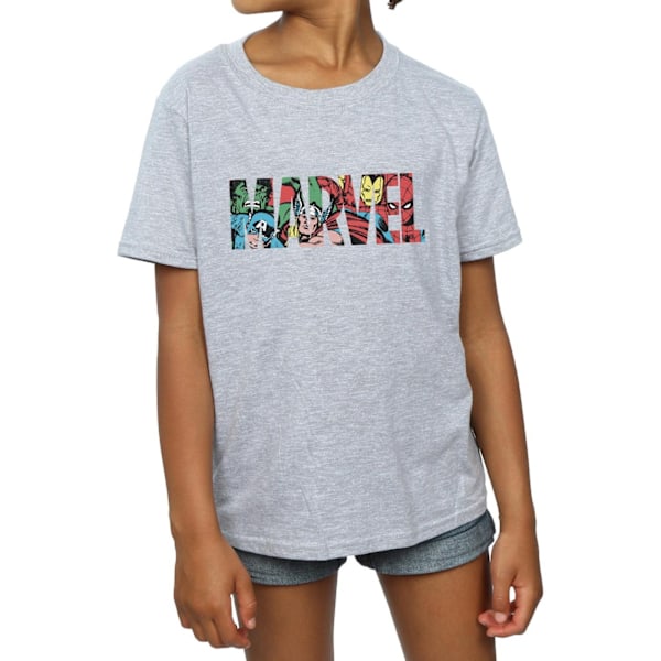 Marvel Comics Flickor Infill Karaktär Bomulls Logo T-Shirt 12-13 Sports Grey 12-13 Years