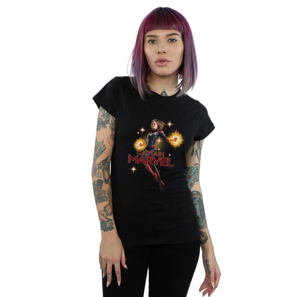 Marvel Dam/Dam Captain Marvel Carol Danvers T-shirt i bomull Black S
